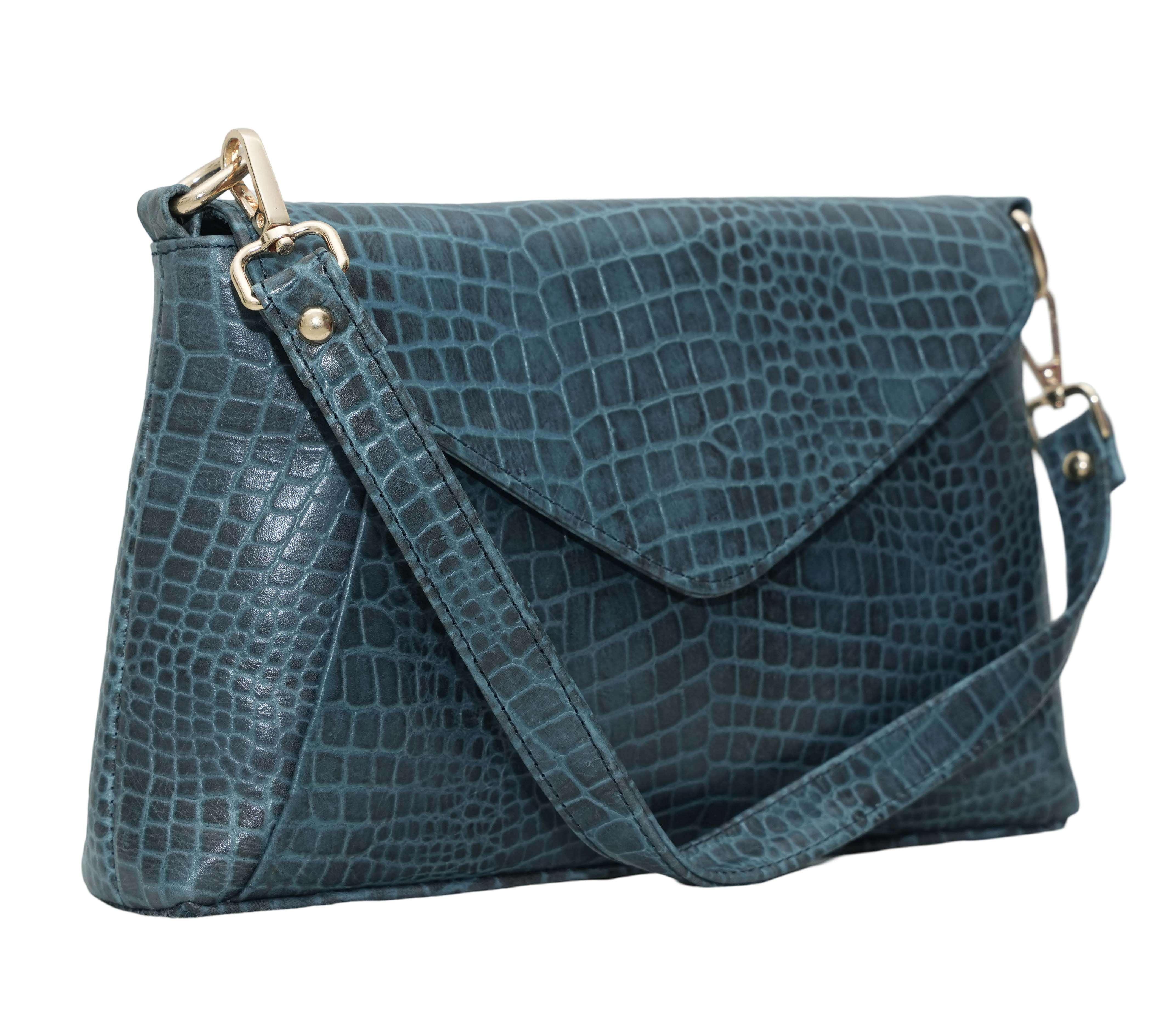 Blue Textured Leather Bag